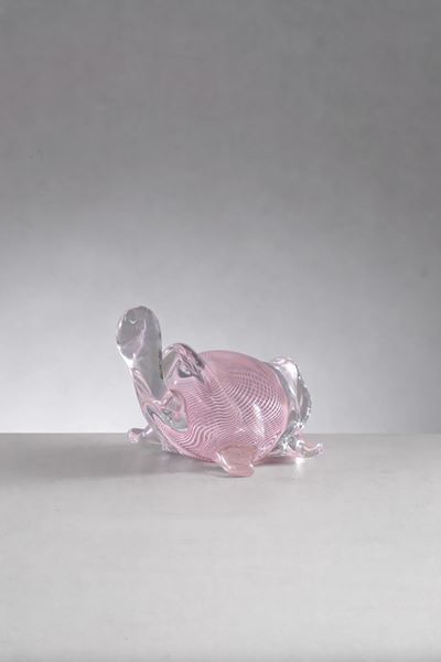 Statua decorativa a forma di tartaruga in vetro rosa