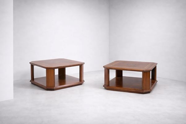 Luciano Frigerio - Pair of coffee tables, with mark
