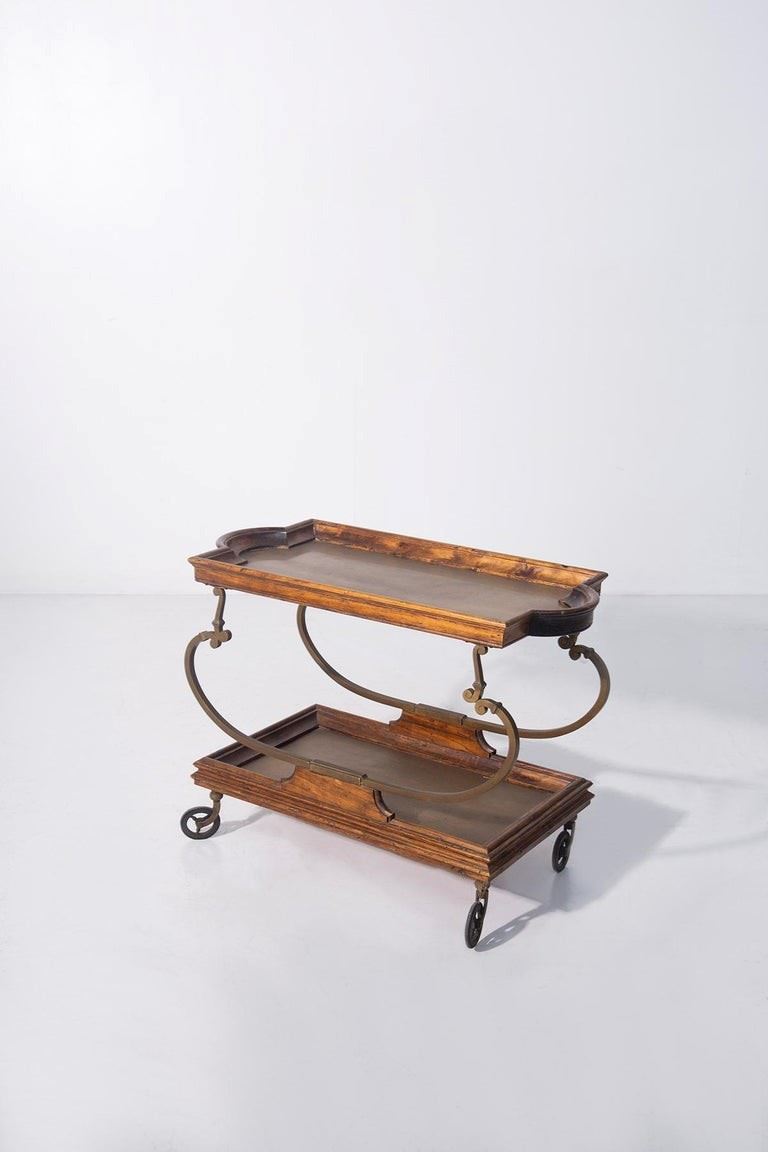 Manifattura Inglese - Carrello da portata inglese, stile vittoriano, legno e ottone (1900-1920)