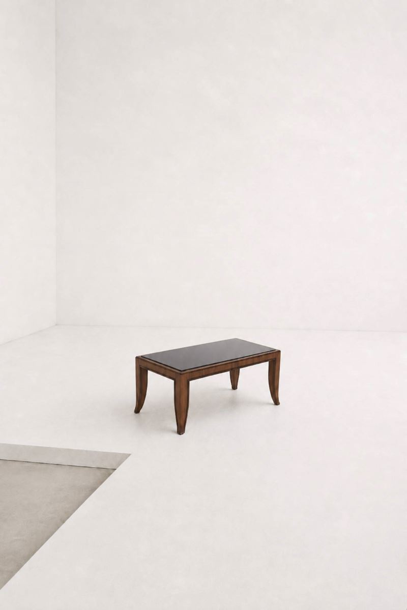 Gio Ponti (attr.) - Tavolino basso in legno e vetro scuro