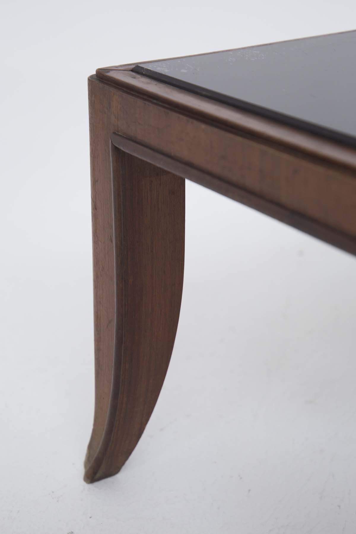 Gio Ponti (attr.) - Tavolino basso in legno e vetro scuro