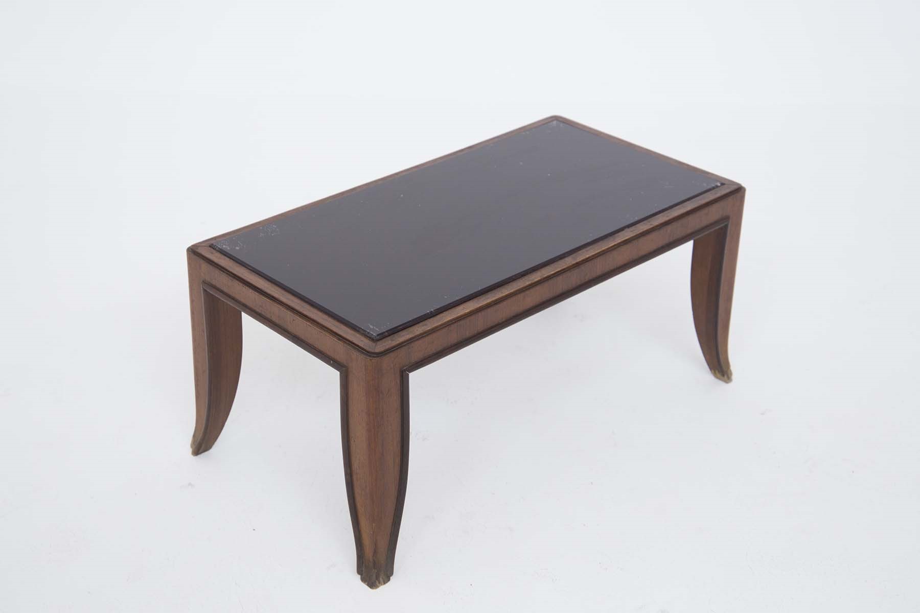 Gio Ponti (attr.) - Tavolino basso in legno e vetro scuro