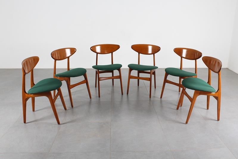 Set di sei sedie Hans J. Wegner (attr.)