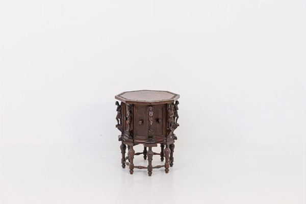 Italian Low Cabinet Inlaid Walnut Wood