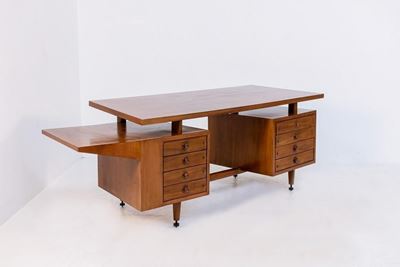 Scrivania in Legno e Ottone (attr.)