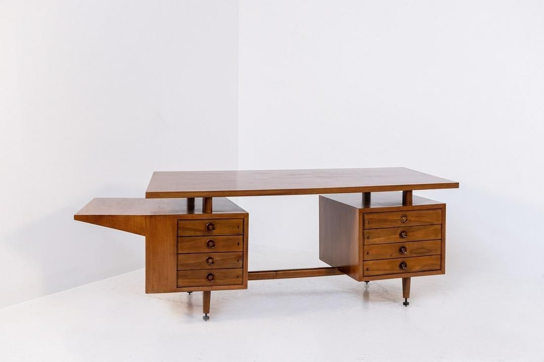 Scrivania in Legno e Ottone (attr.)
