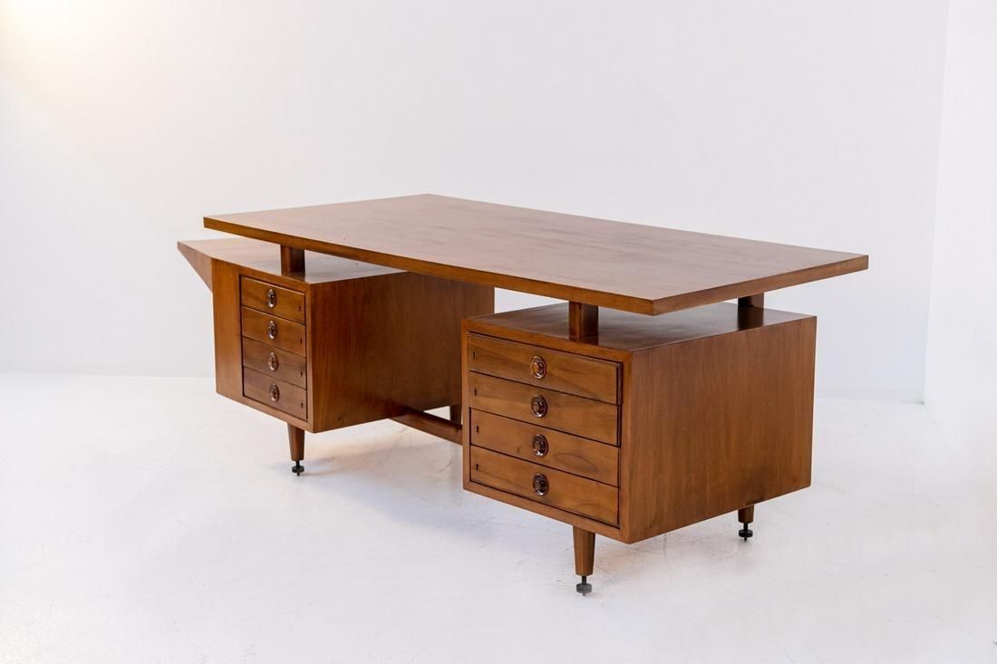 Scrivania in Legno e Ottone (attr.)