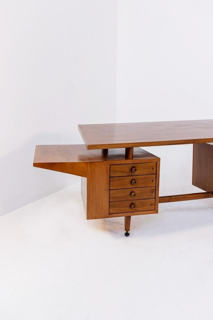 Scrivania in Legno e Ottone (attr.)