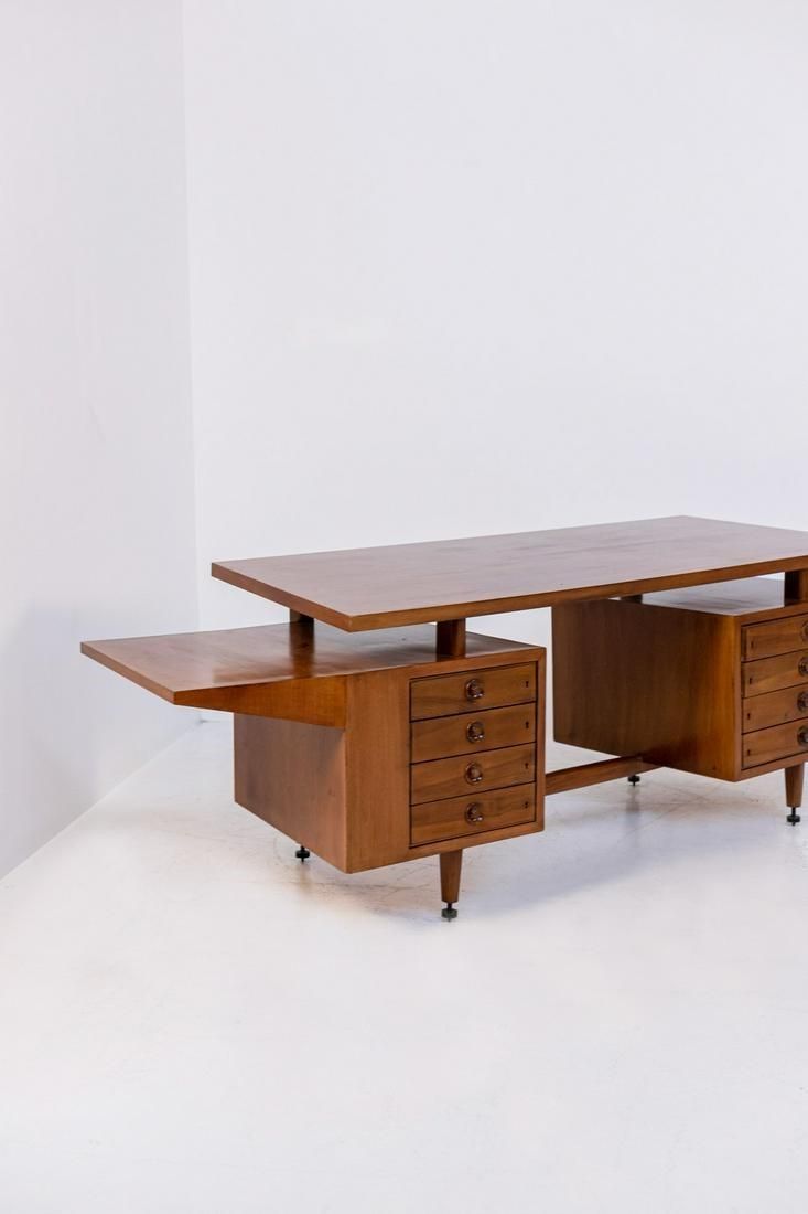 Scrivania in Legno e Ottone (attr.)