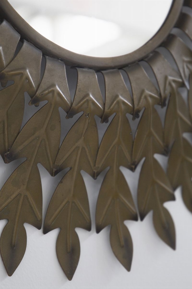 Specchio a Forma di Sole in Ottone Stile Hollywood Regency