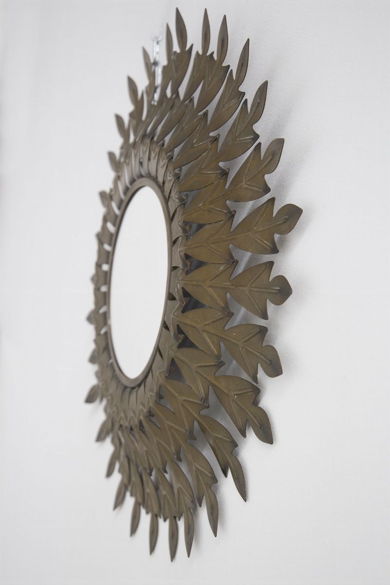 Specchio a Forma di Sole in Ottone Stile Hollywood Regency