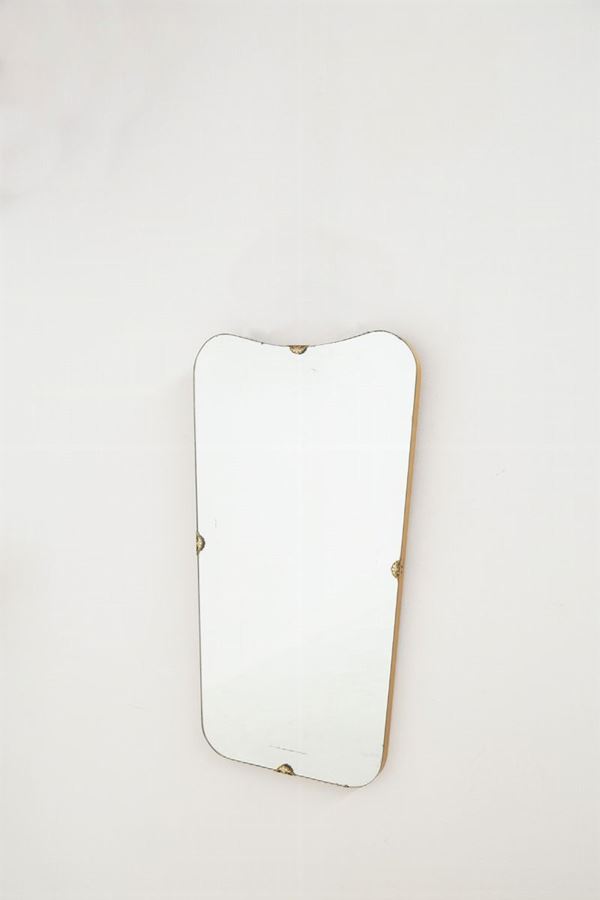 Italian Vintage Wall Mirror with Brass Details