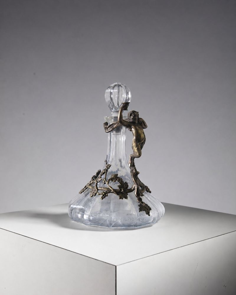 Manifattura Italiana - Decanter in cristallo Art Nouveau con montature in metallo