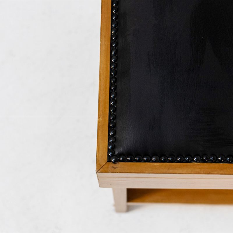Pair of Italian Stools attr. to BBPR in Wood and Black Leather