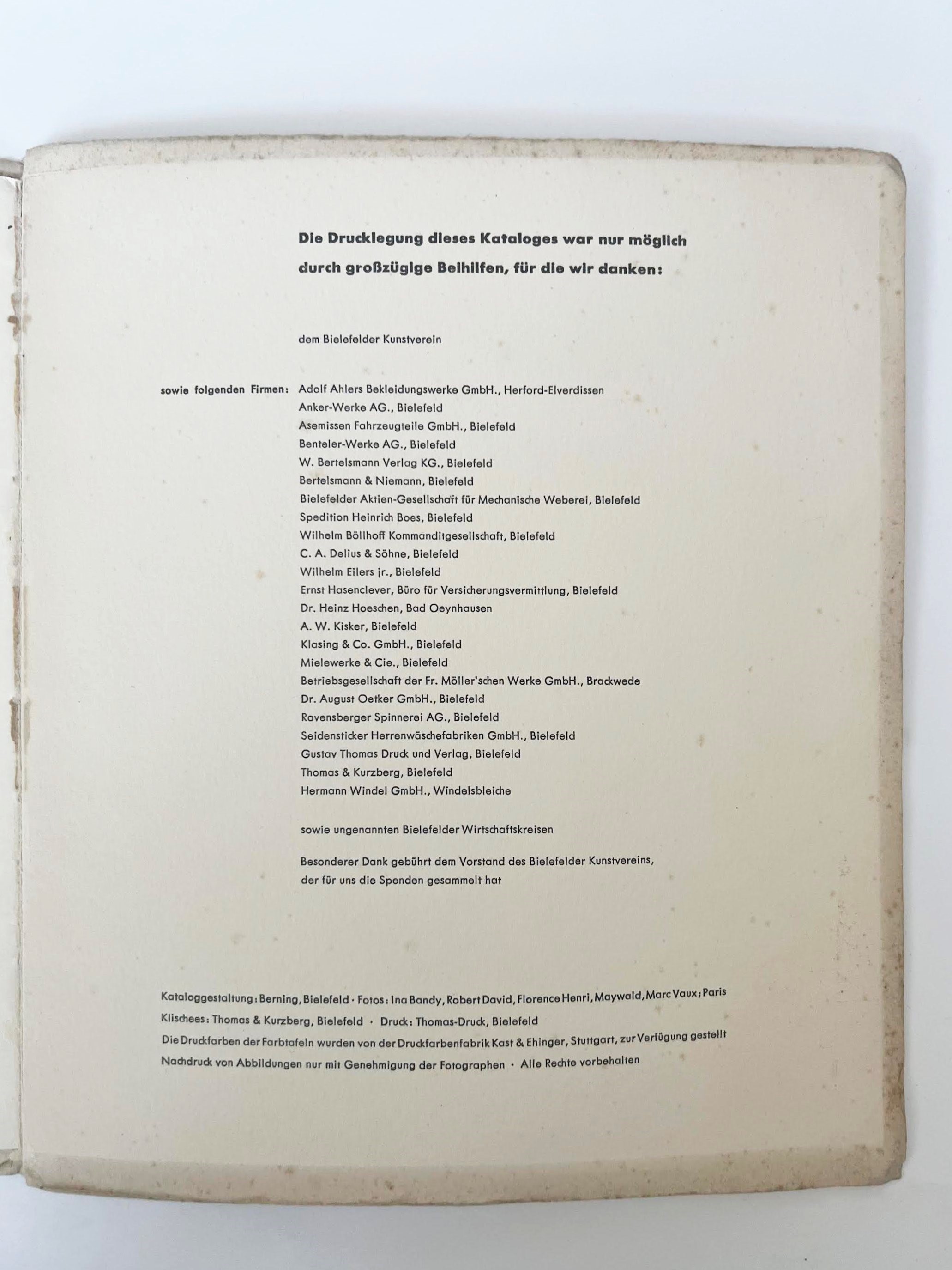 Sonia Delaunay, Catalogo della mostra personale, Städtisches Kunsthaus di Bielefeld (1958)