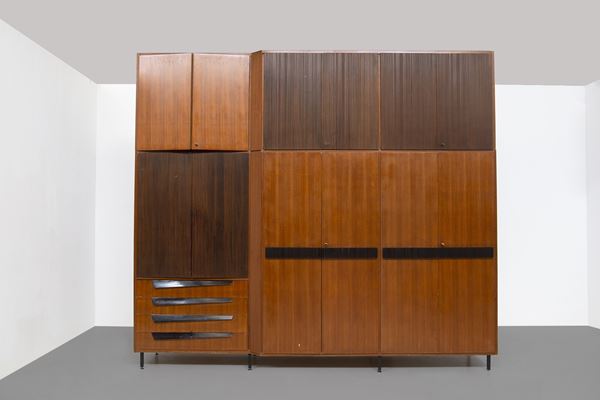 Vintage Italian Cabinet in Walnut and Grissinato Wood