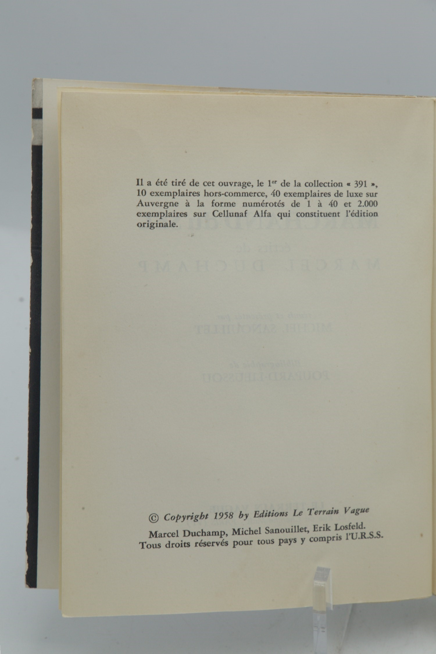 Marcel Duchamp, Marchand du Sel: Écrits de Marcel Duchamp (Prima edizione, 1958)