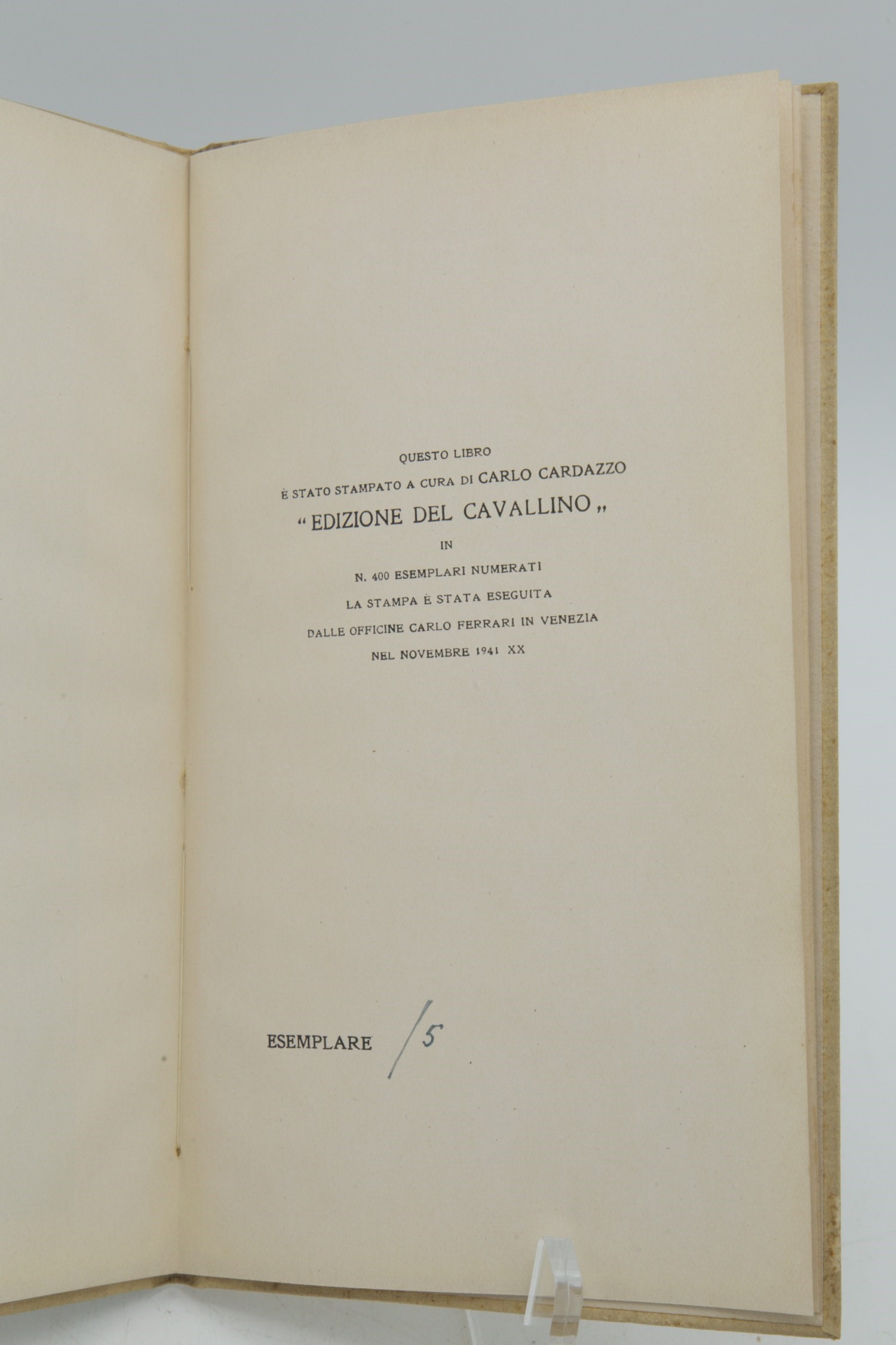 Giuseppe Cesetti, Cesetti e i Cavalli. Venezia, Edizione del Cavallino, novembre 1941