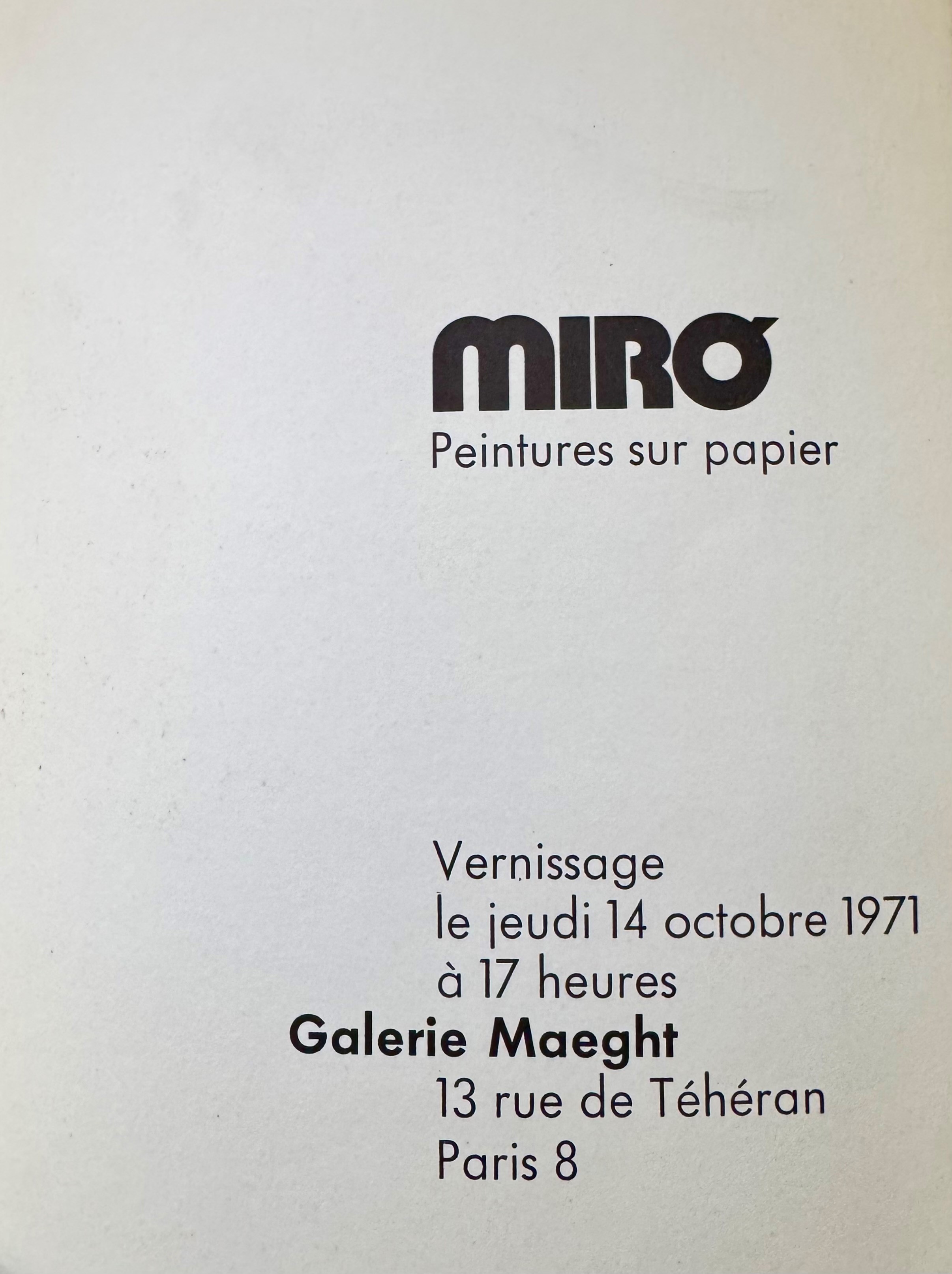 Joan Miró, Peintures sur papier (catalogo di mostra, litografia originale su copertina)