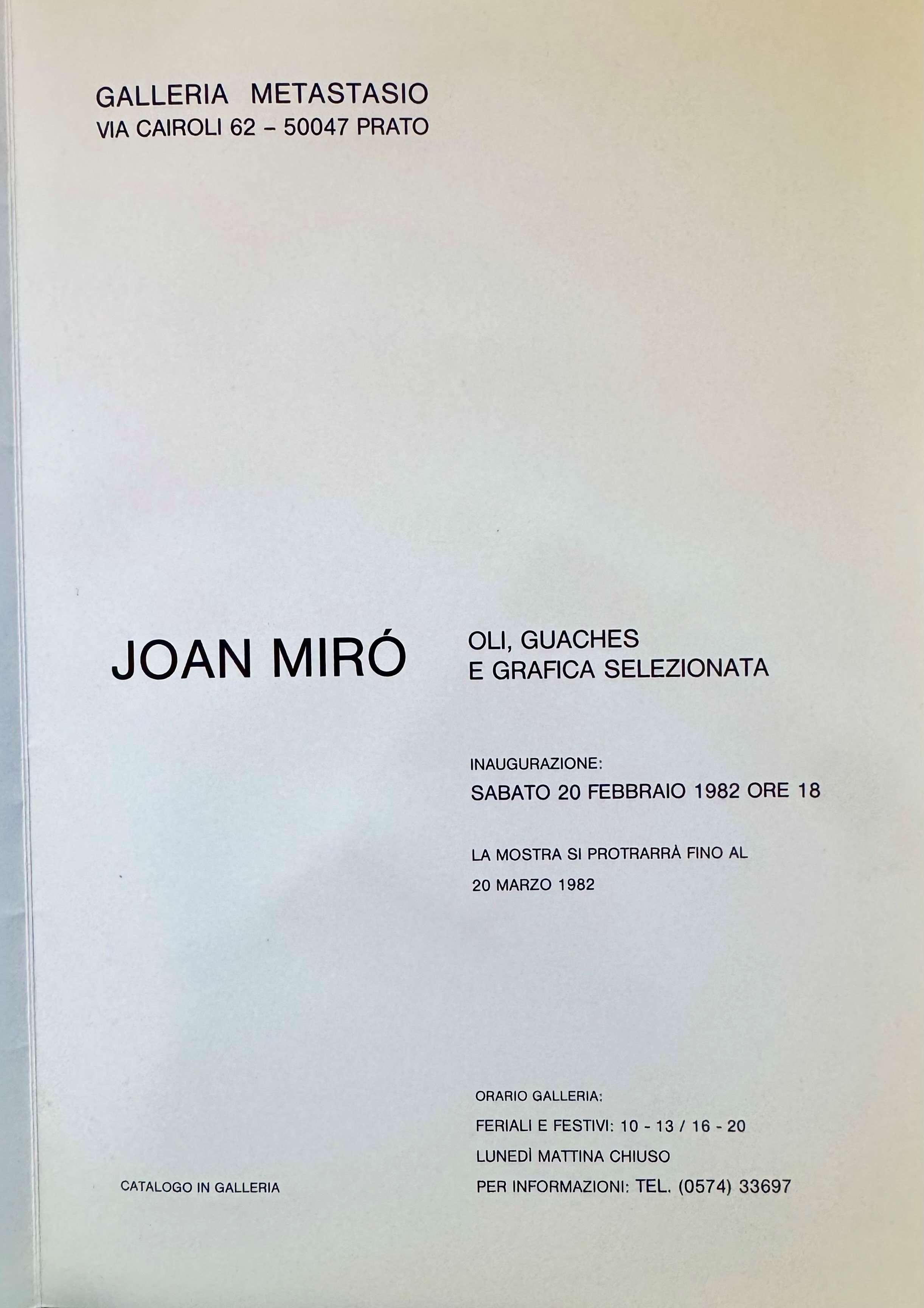 Joan Miró: Oli, Guaches e Grafica Selezionata — Invito/Locandina della mostra