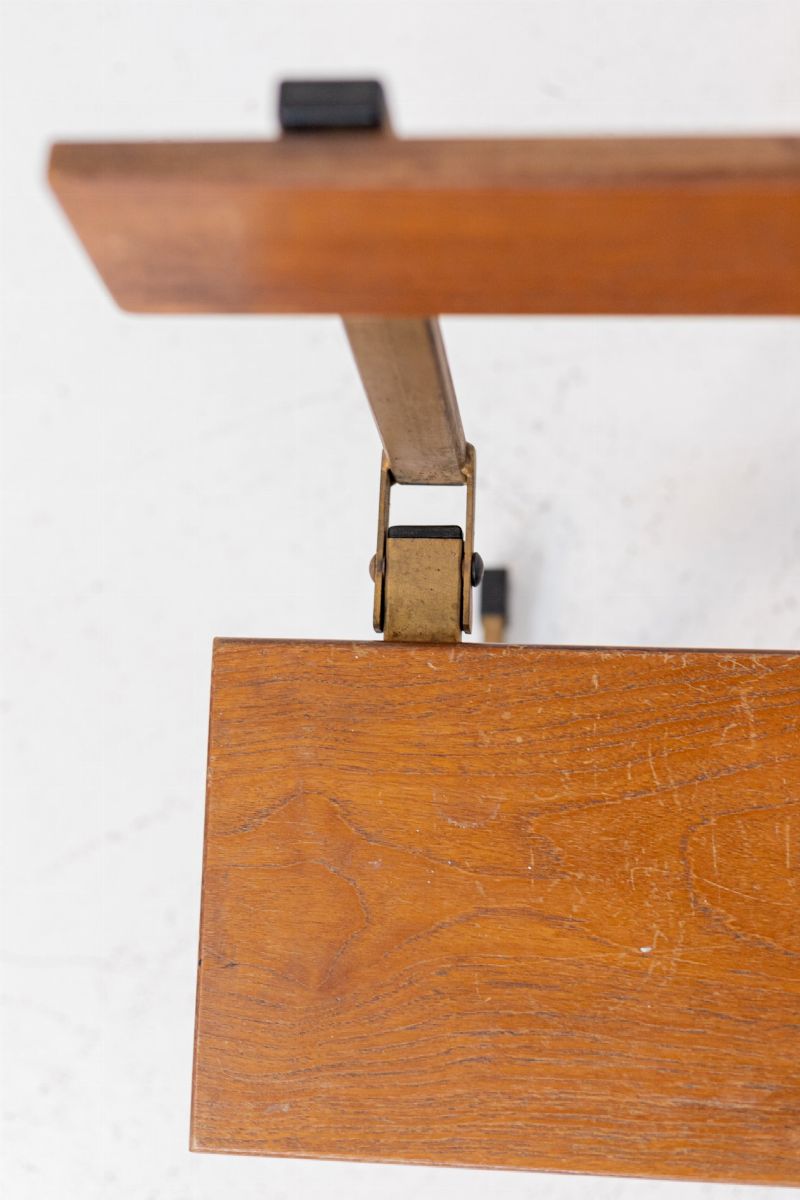 Pair of Italian Benches in Wood and Brass