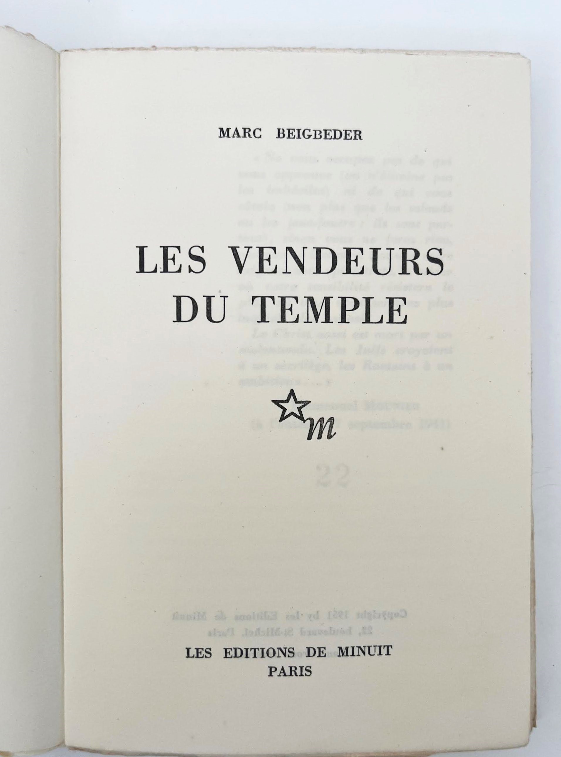 Marc Beigbeder, I Venditori del Tempio