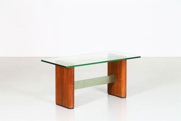 Fontana Arte Midcentury Coffee Table in Glass and Wood (attr.)