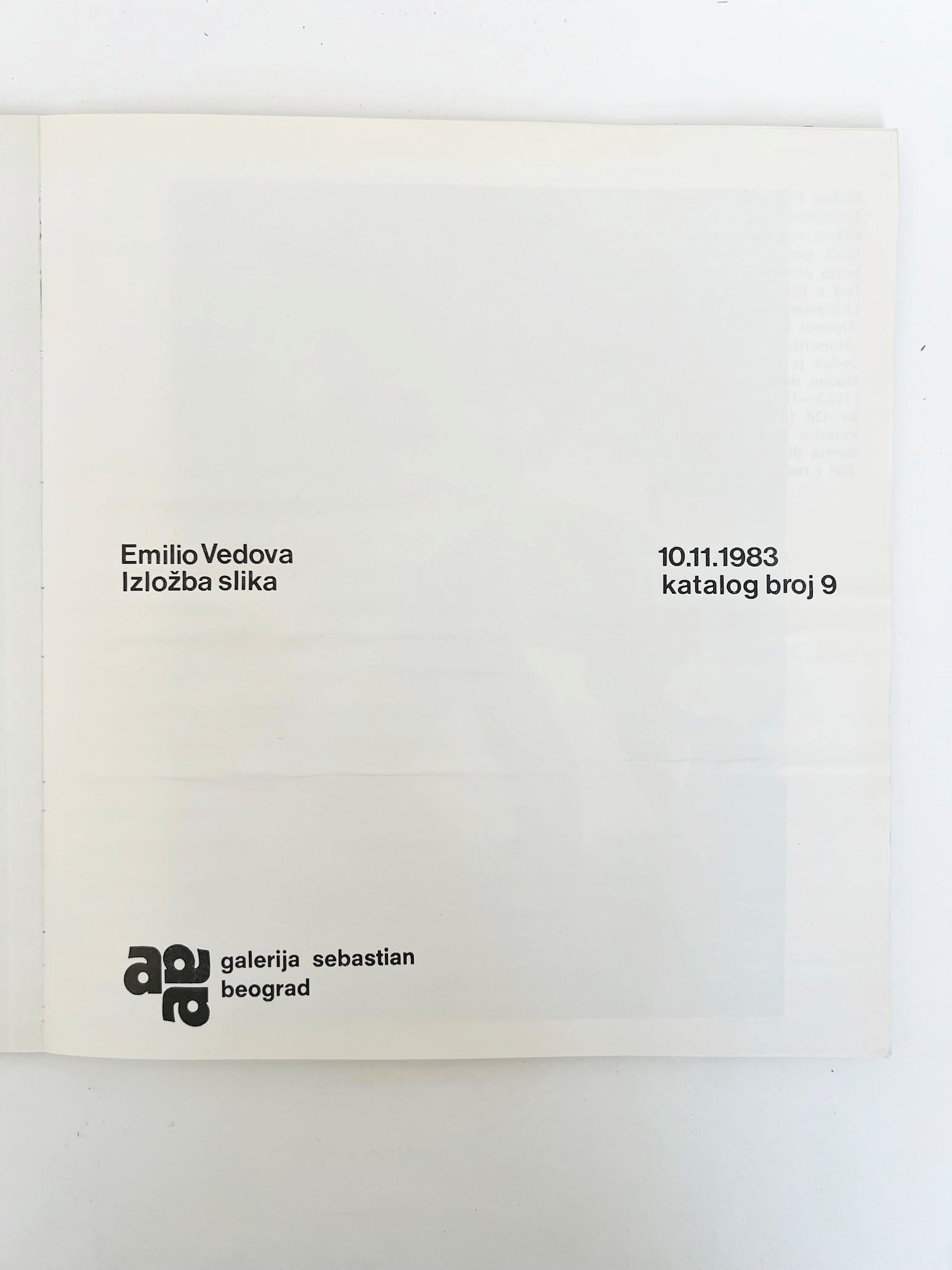 Vedova, Izložba slika. Catalogo di mostra (Belgrado, 1983)