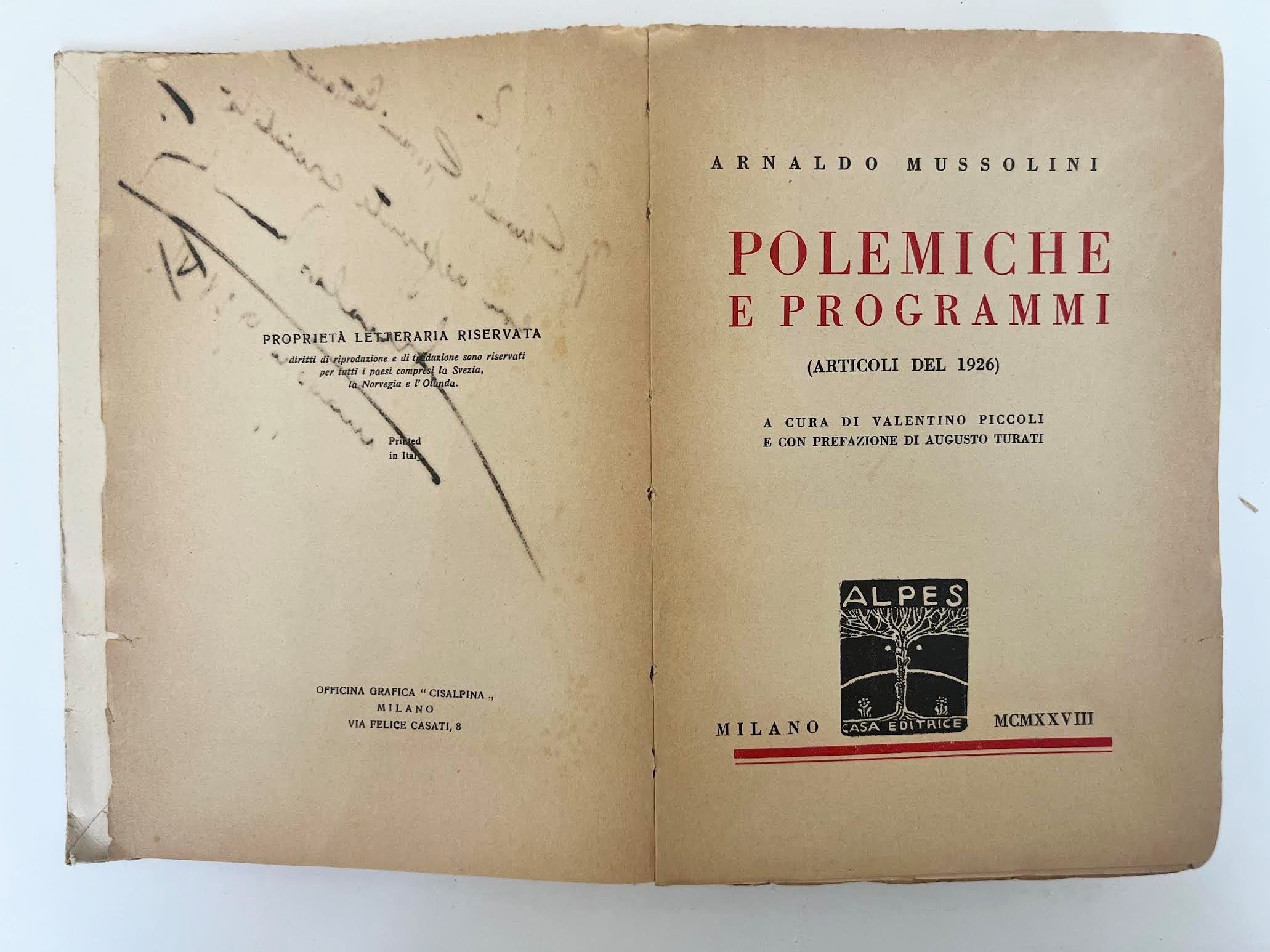 Arnaldo Mussolini, Polemiche e Programmi. Articoli del 1926