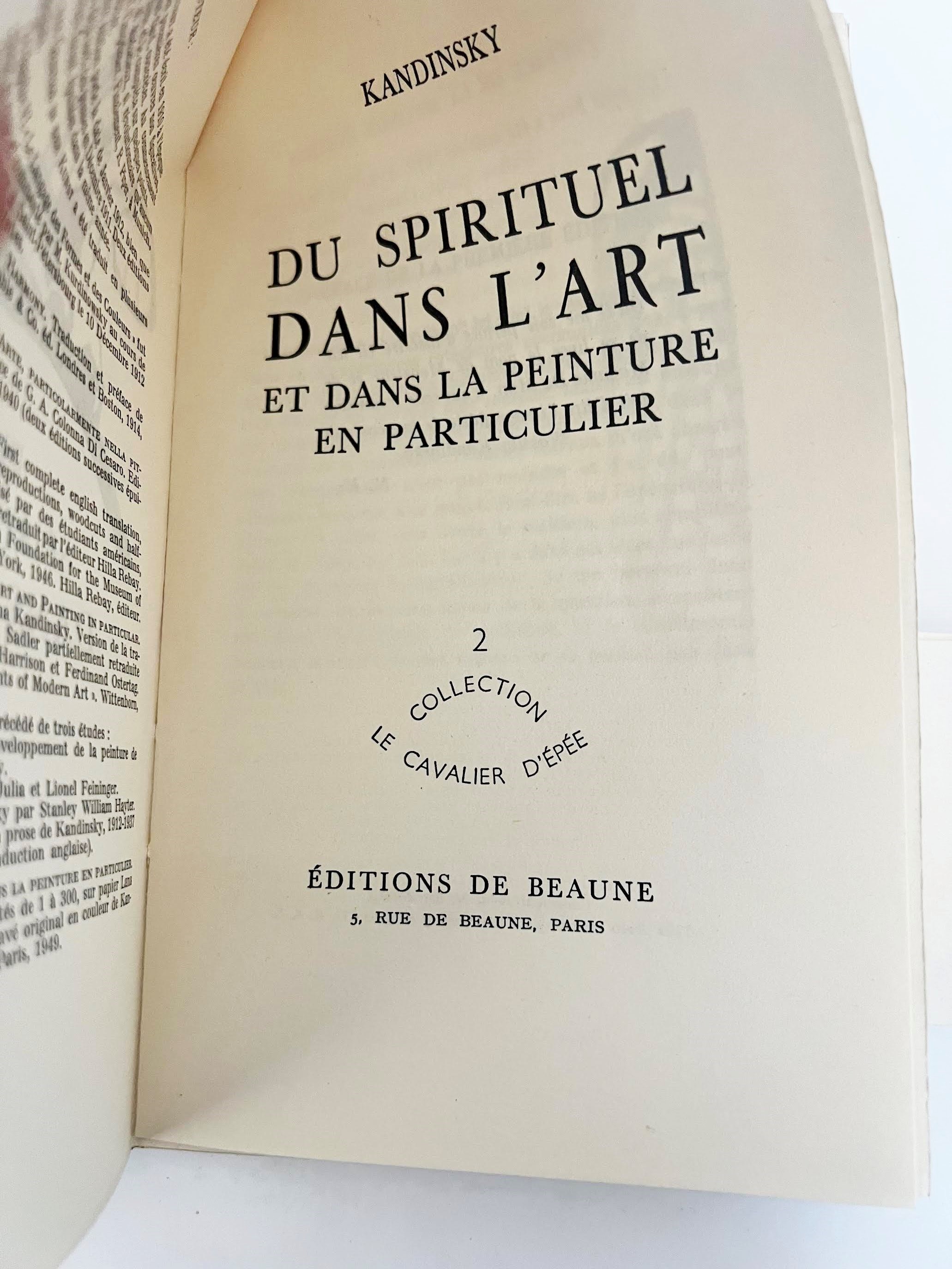Kandinskij, Wassily, Du Spirituel dans l'Art et dans la Peinture en Particulier (Prima edizione f...