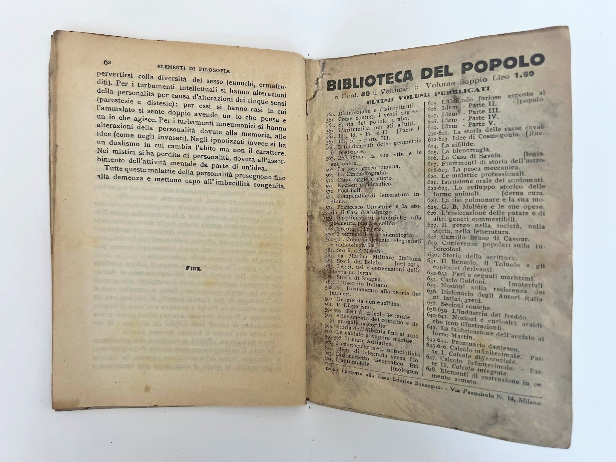 Società Anonima Alberto Matarelli, Elementi di Filosofia (1936), volumetto scolastico in brossura