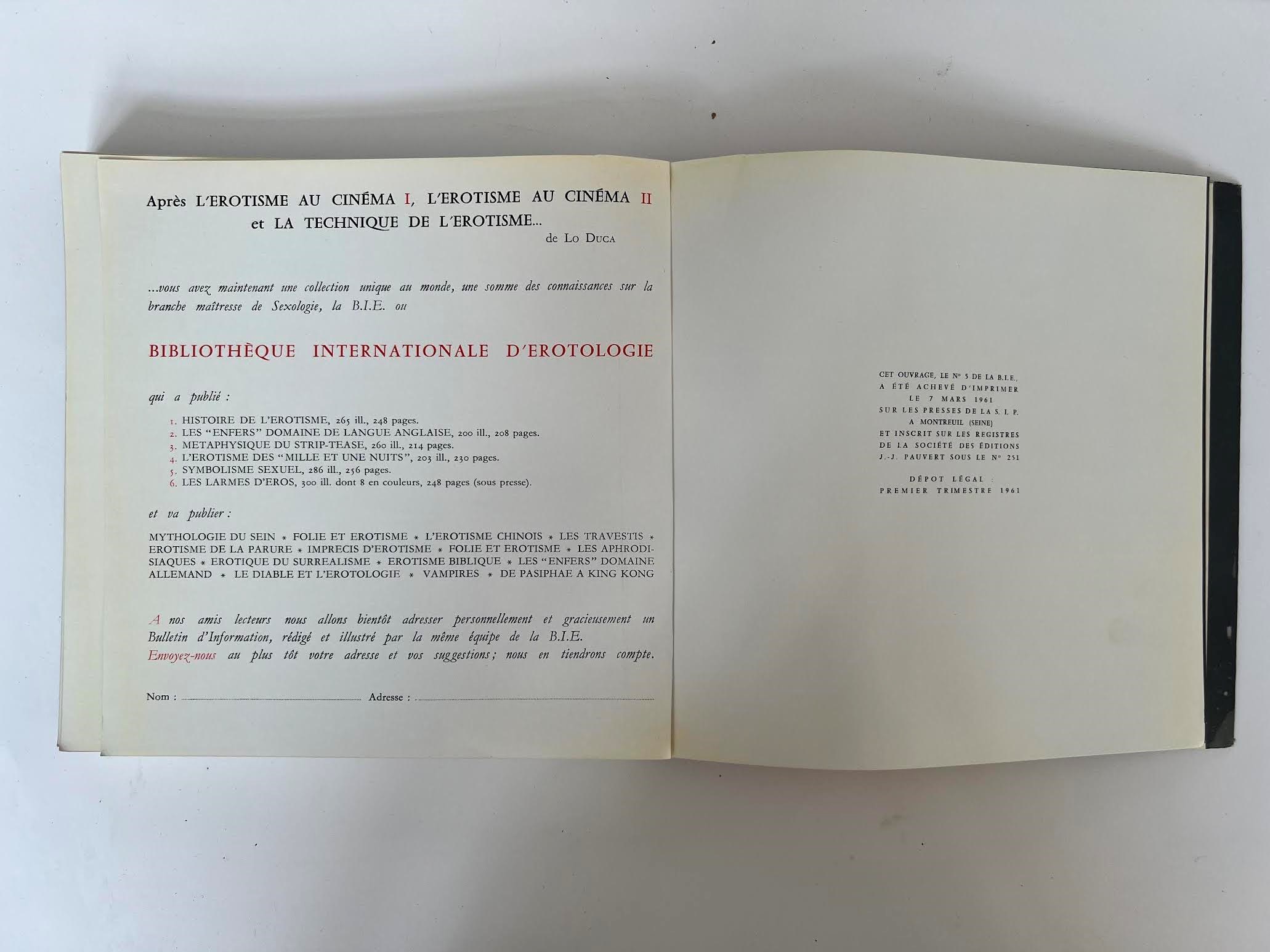 Jean Boullet, Symbolisme Sexuel, Bibliothèque Internationale d'Érotologie (1961)