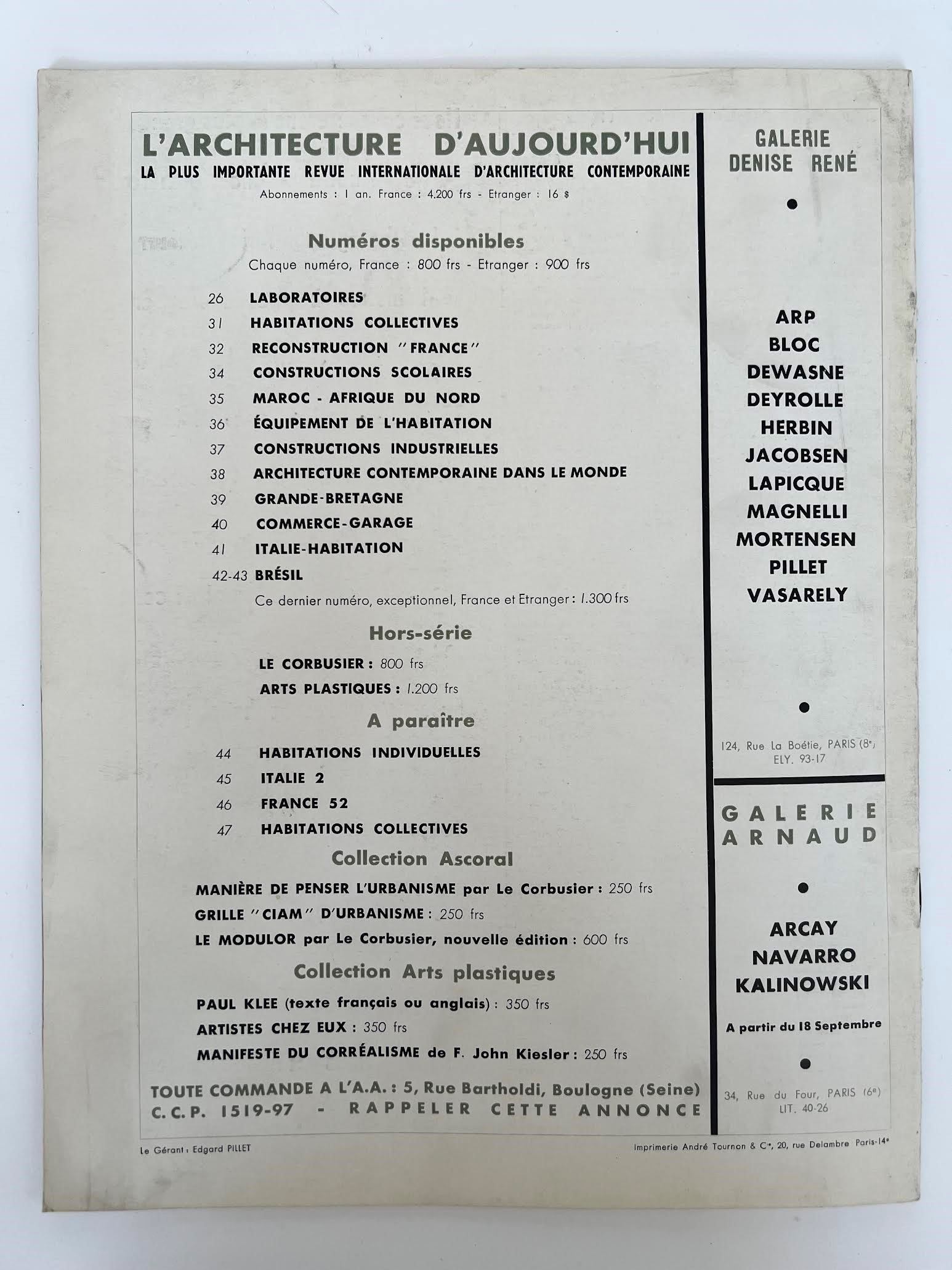 Art d’Aujourd’hui, Serie 3 n. 6 (rivista d’arte contemporanea)