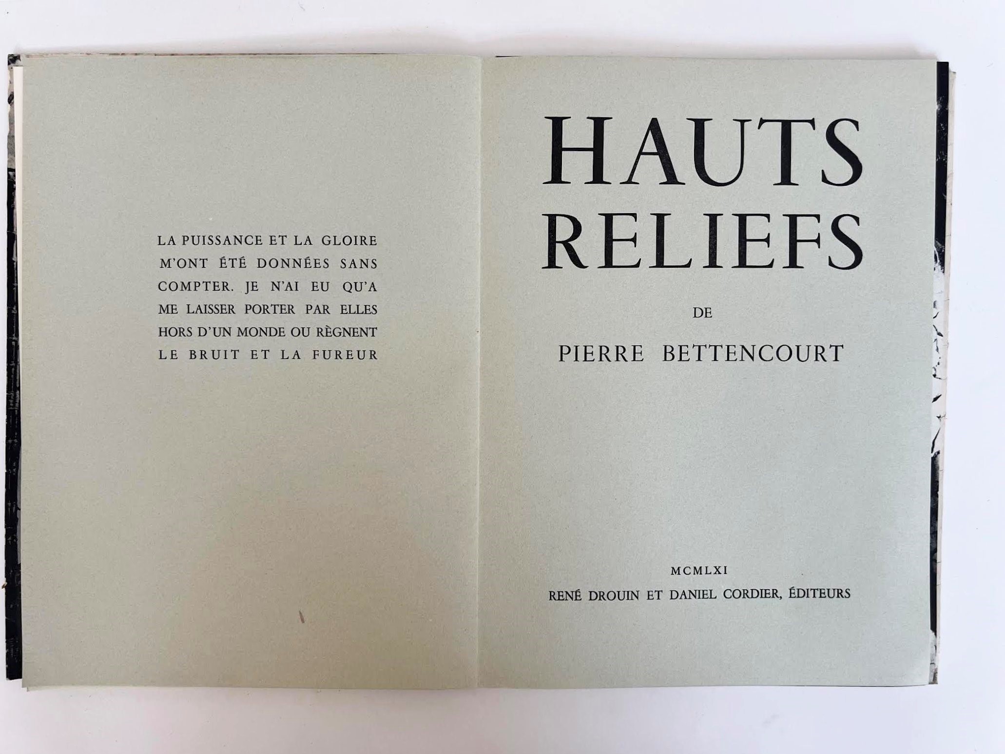 Hauts Reliefs” DI Pierre Bettencour, FIRMATO
