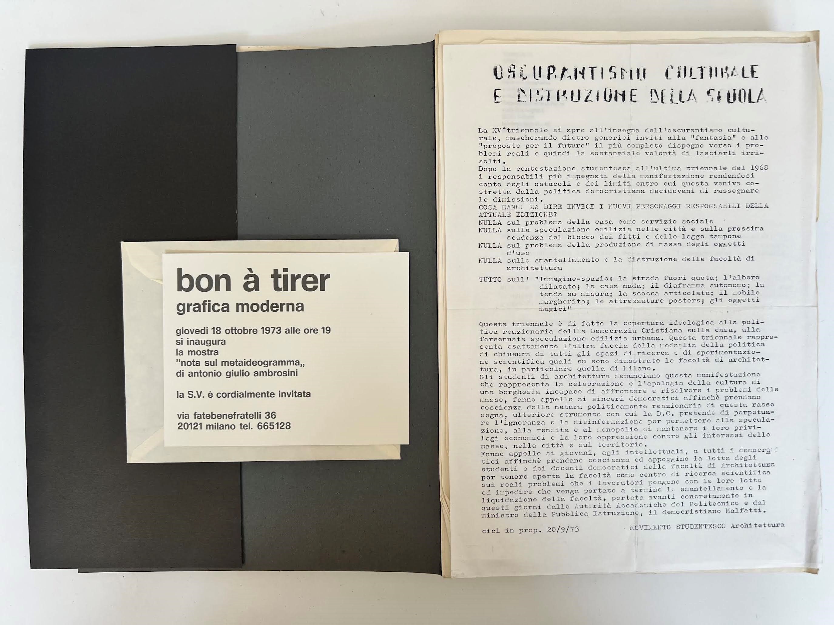 Catalogo “Contatto Arte/Città”, XV Triennale di Milano (1973)