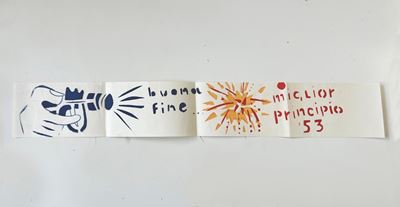 Disegno firmato per biglietto d’auguri (fine anni, 1953)
