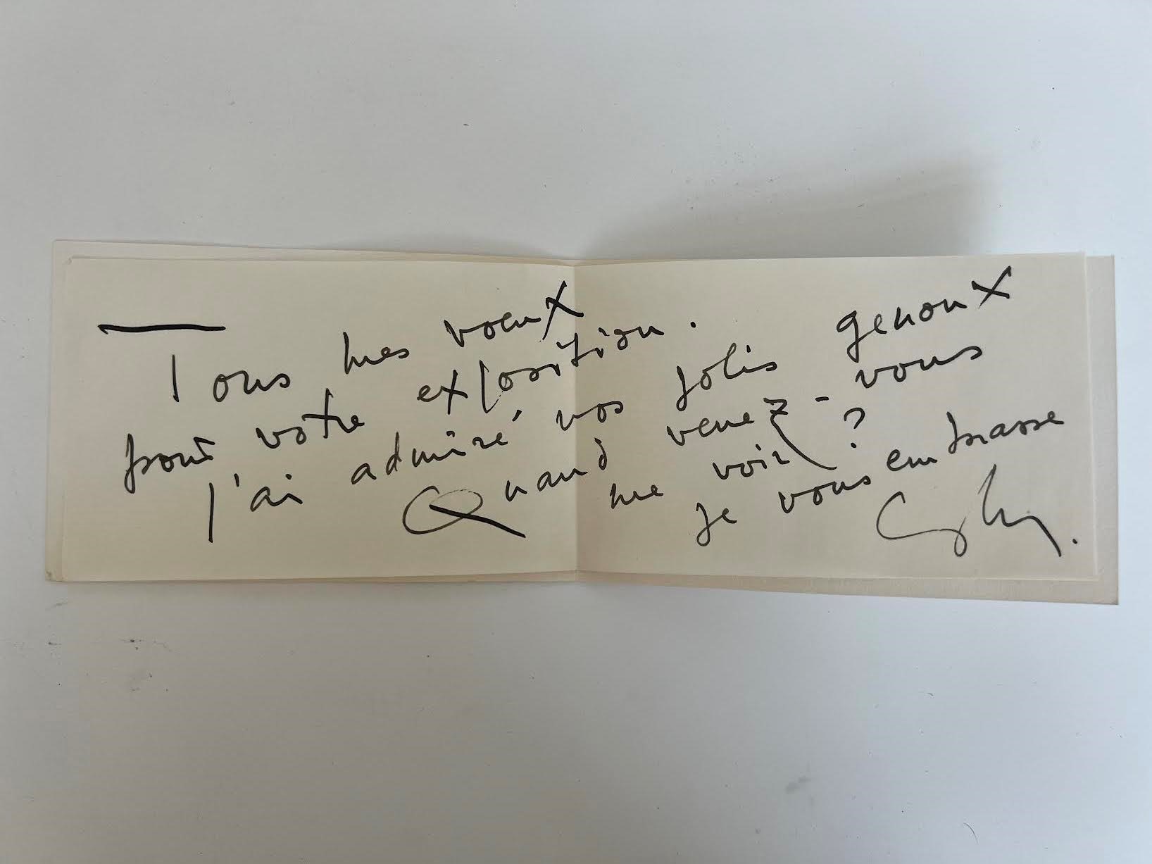Georges Mathieu, Biglietto invito con litografia e dedica