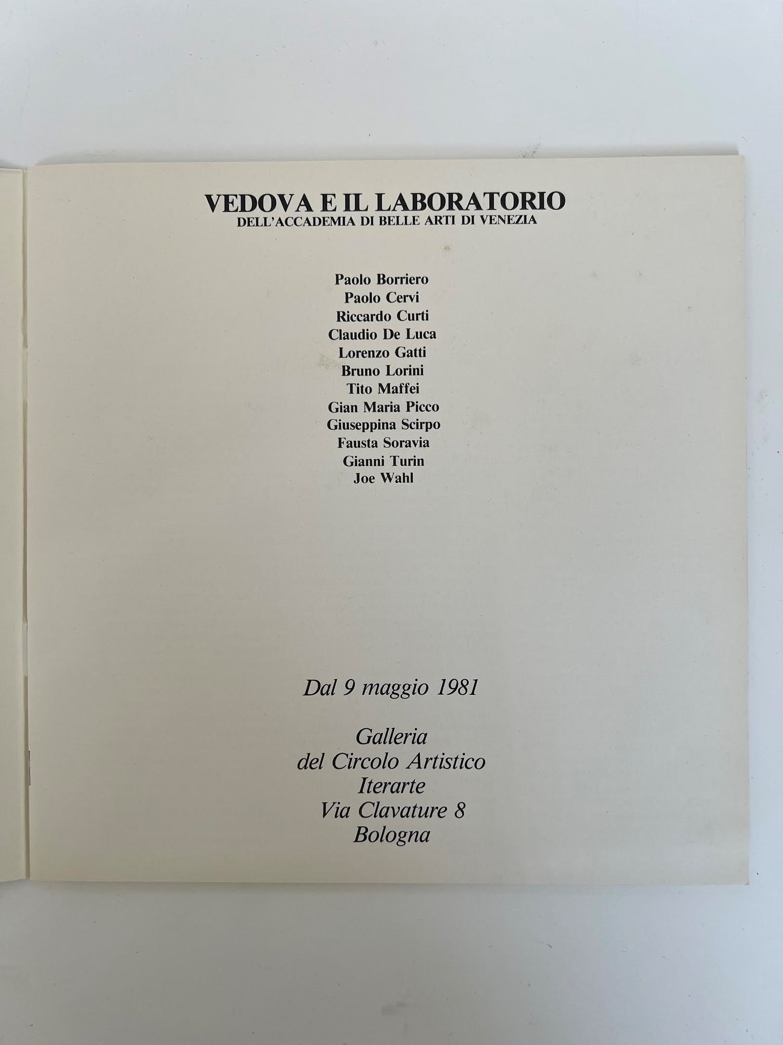 Catalogo della mostra, “Vedova e il laboratorio dell’Accademia di Belle Arti di Venezia”