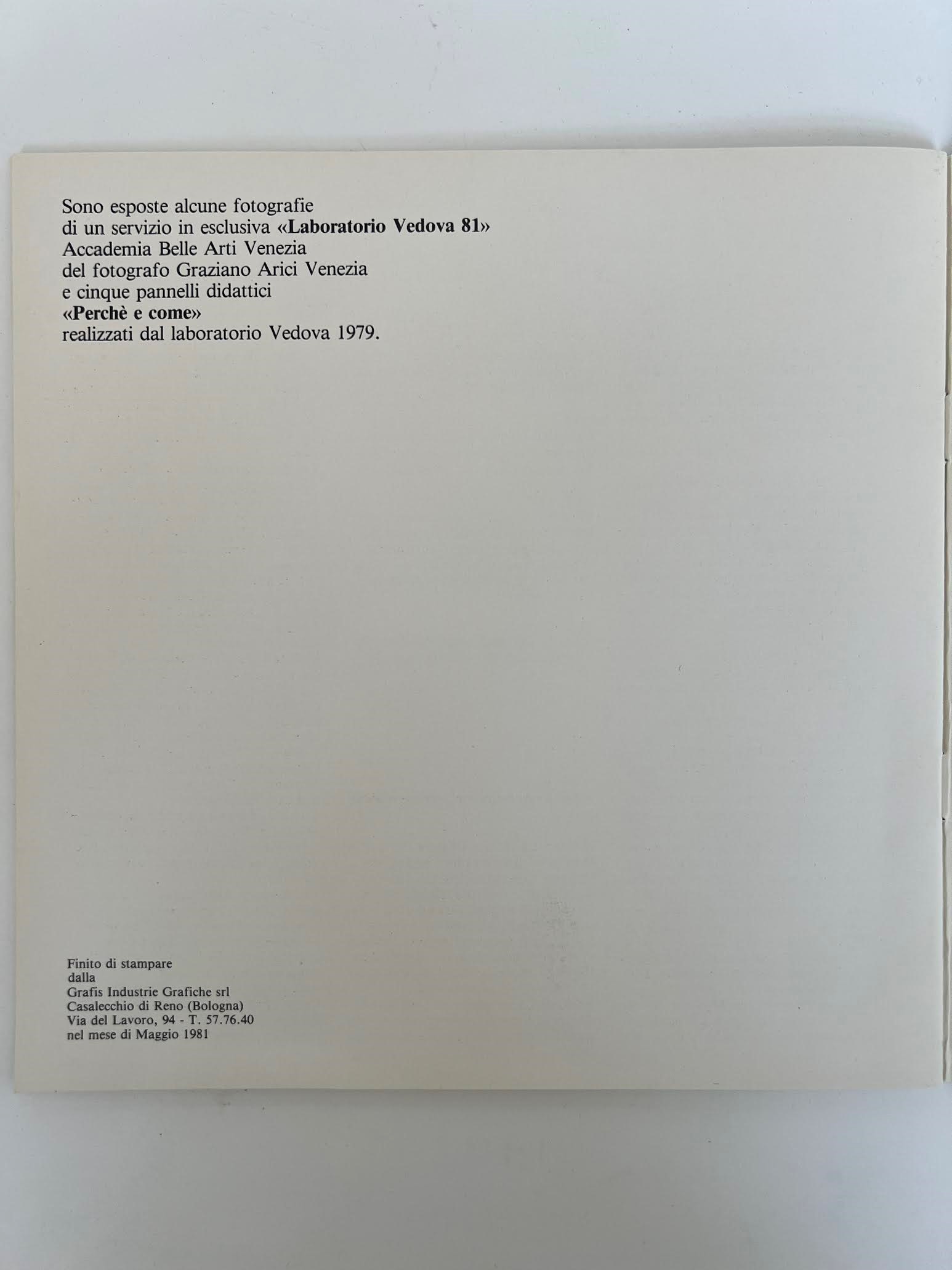 Catalogo della mostra, “Vedova e il laboratorio dell’Accademia di Belle Arti di Venezia”