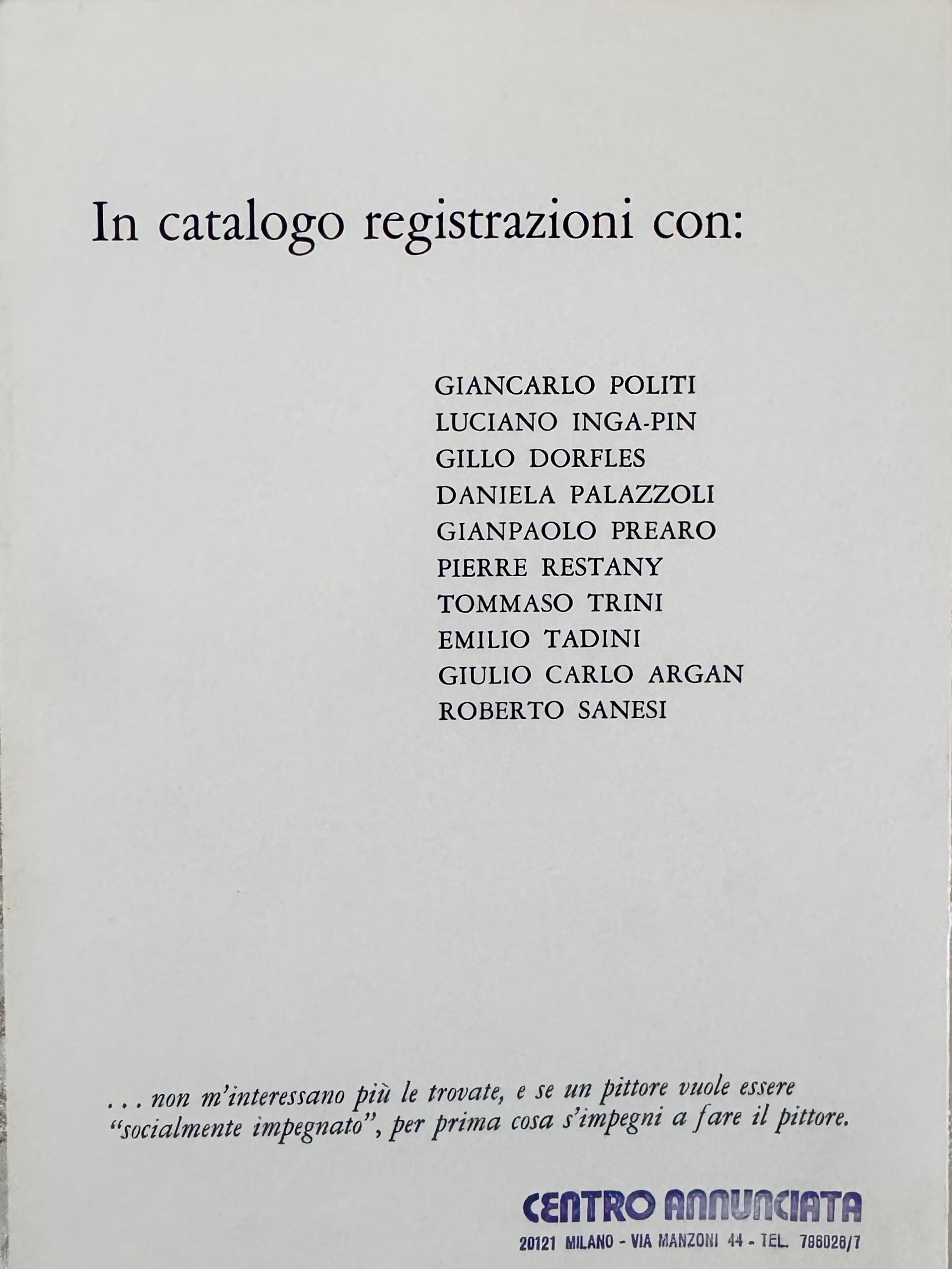 Gianni Bertini, Abbaco o Esemplarismo (catalogo-invito per mostra personale, Centro Annunciata di...