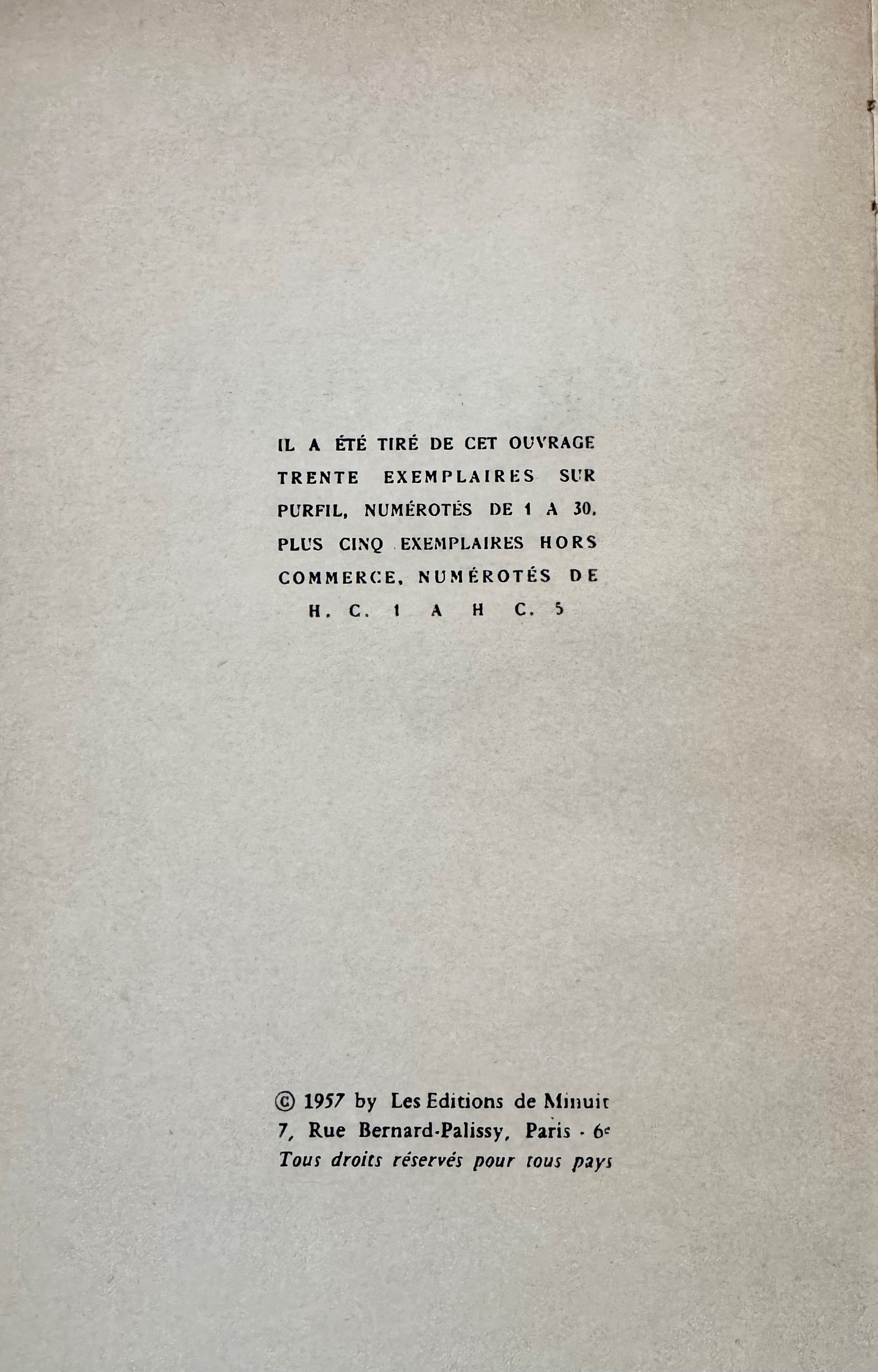 Georges Bataille, L'Érotisme, prima edizione (4e mille), Parigi, Les Éditions de Minuit, 1957