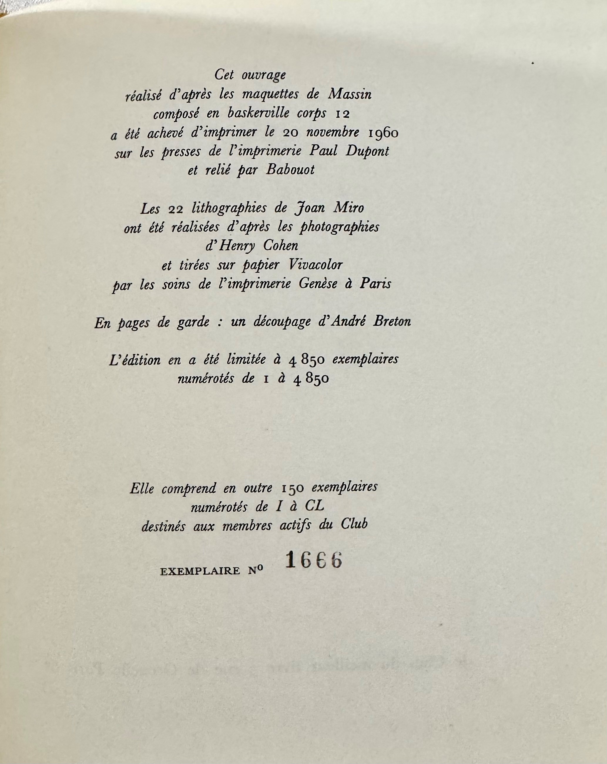 André Breton, Poésie & autres — testi scelti in ordine cronologico (Le Club du meilleur livre, 19...
