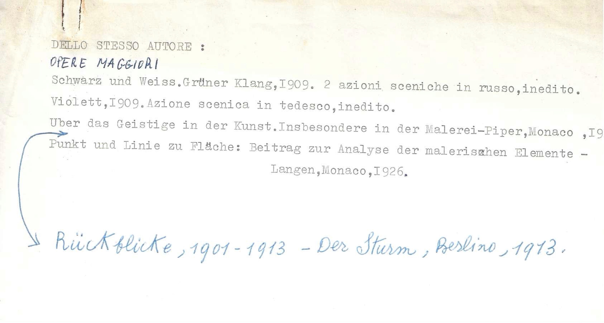 WASSILY KANDINSKY, Set di foto e documenti