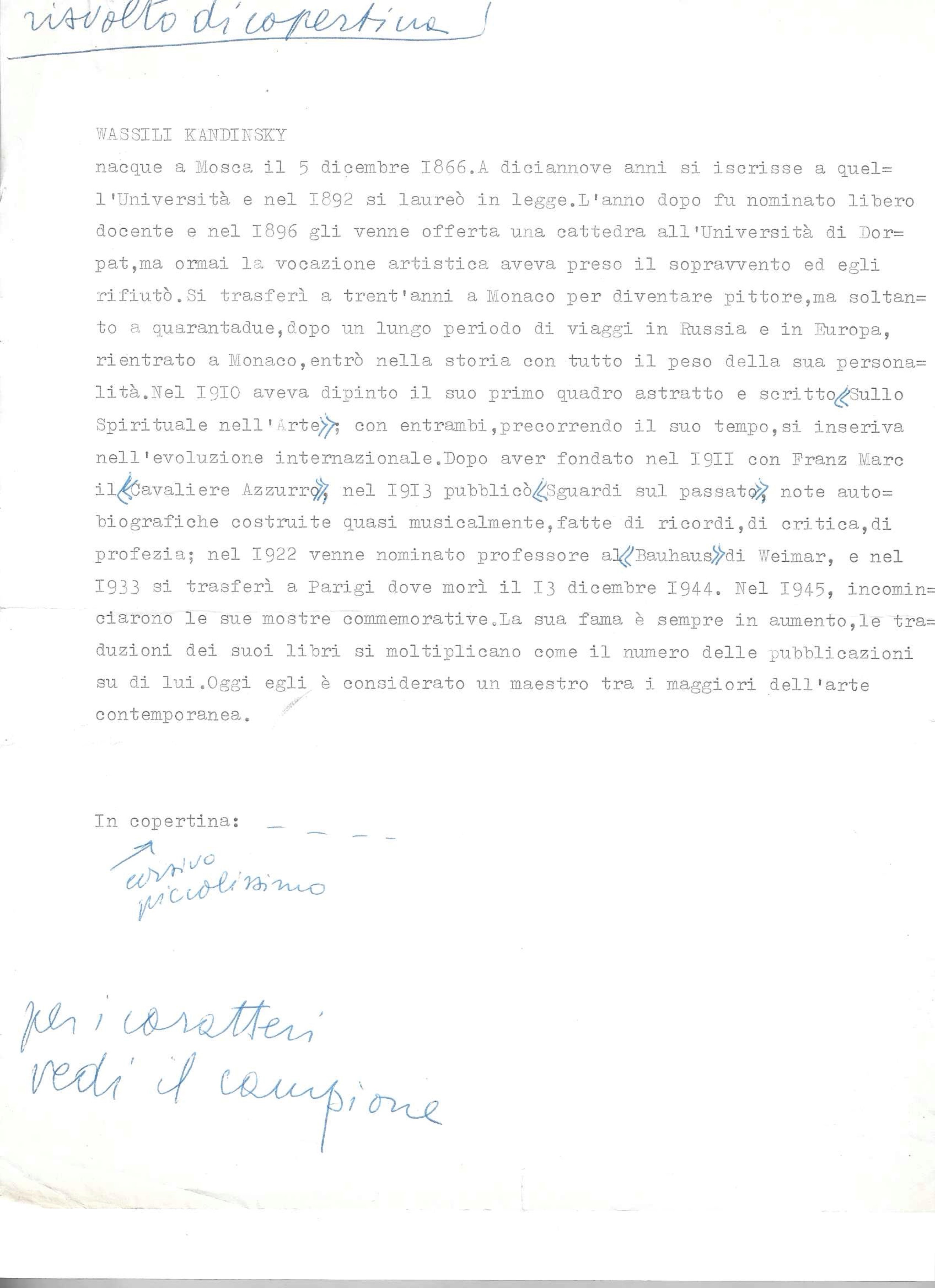 WASSILY KANDINSKY, Set di foto e documenti