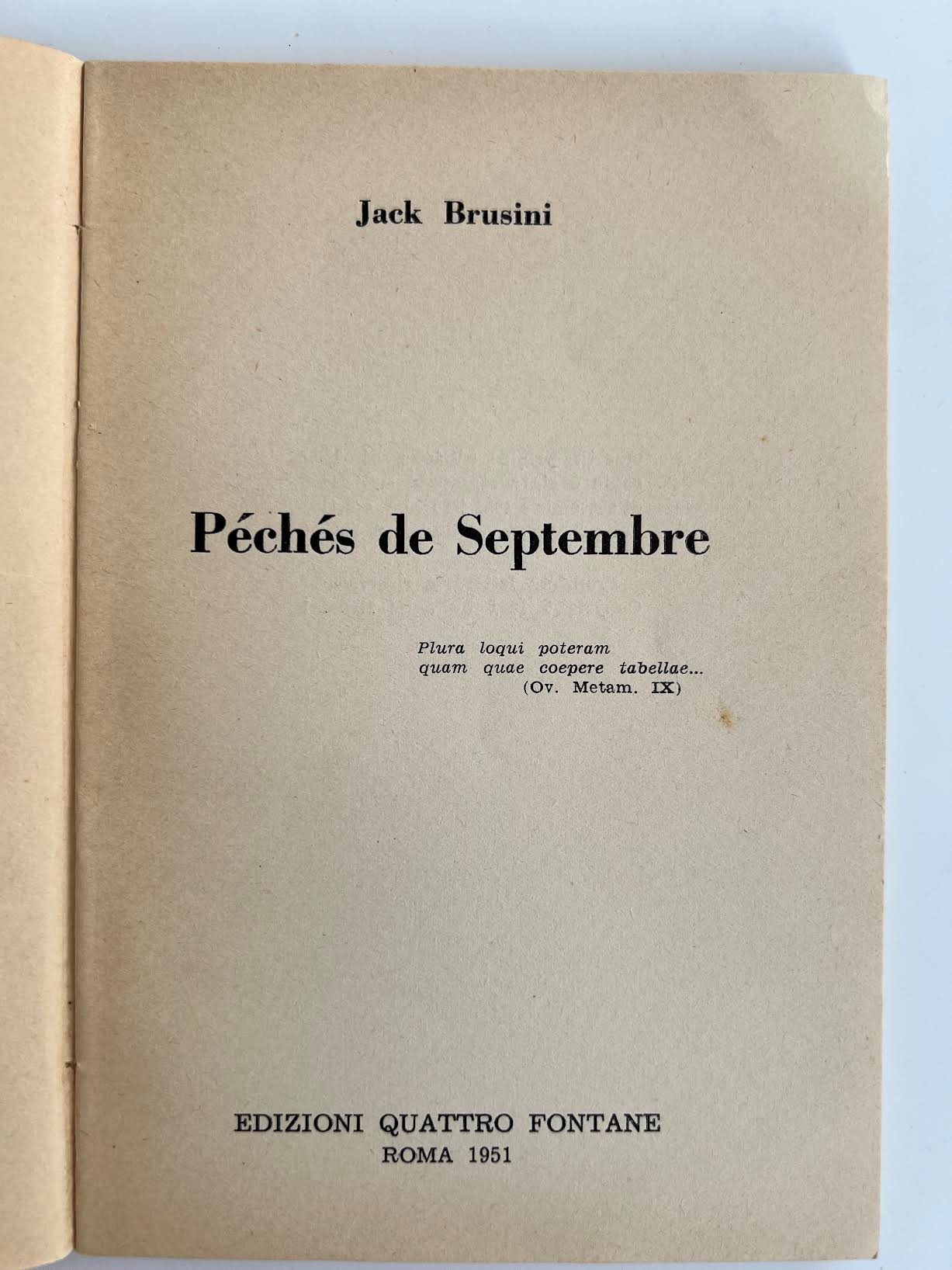Jack Brusini, Péchés de Septembre