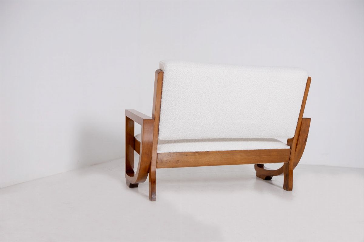 Poltrona Vintage in Bouclè Bianco (attr.)