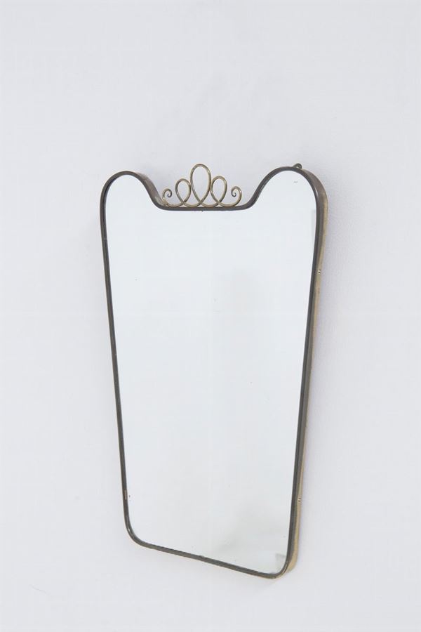 Gio Ponti - Italian wall mirror with brass decoration (Attr.)
