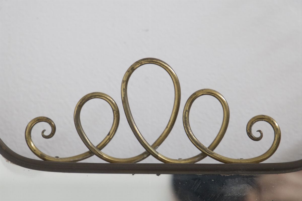 Specchio da Parete Italiano con Decoro in Ottone (attr.)
