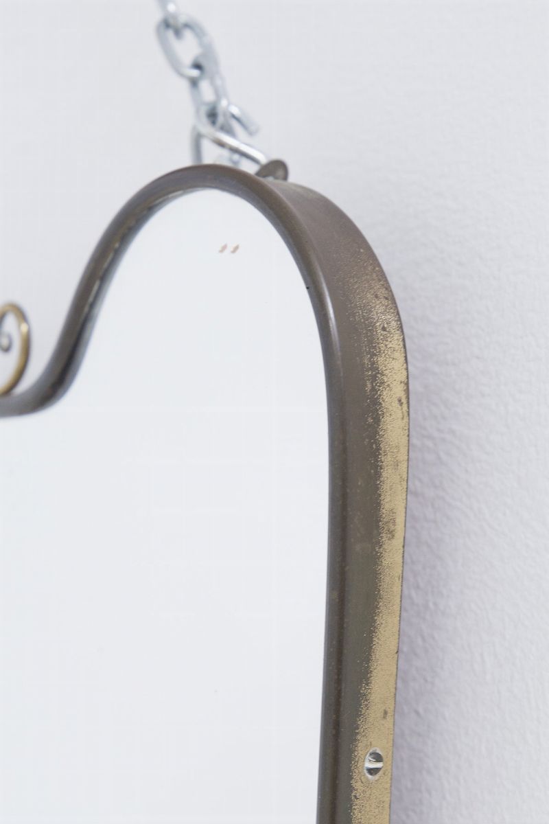 Specchio da Parete Italiano con Decoro in Ottone (attr.)