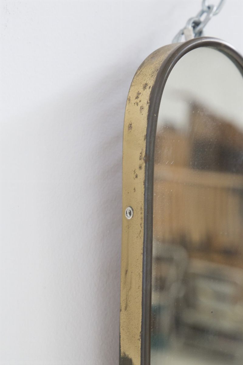 Specchio da Parete Italiano con Decoro in Ottone (attr.)